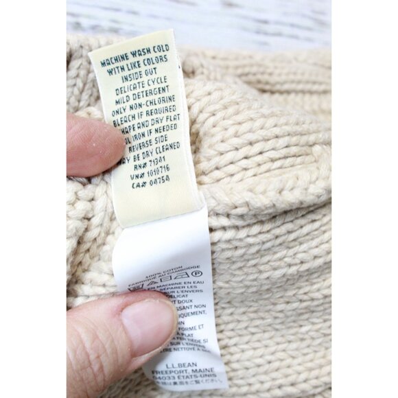 LL Bean Double L Cable Sweater Zip Cardigan Cream Size XS - Picture 6 of 10